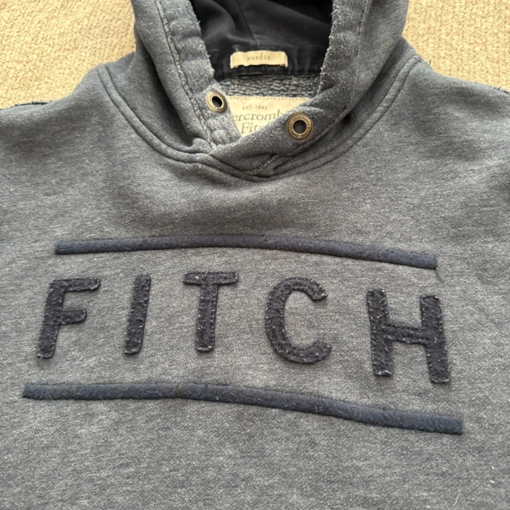 Abercrombie & Fitch FITCH Logo Hoodie Navy Pullover XXL Y2K‎ Style